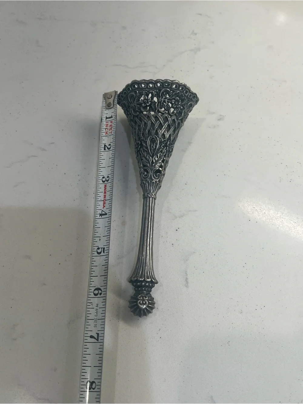 Victorian Tussie Mussie Posy Holder Ornate Metal Floral Bouquet Wedding